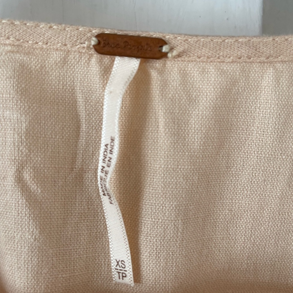 Free People Don’t Mind If I Do Midi Dress Size XS Peach Wrap Cotton Linen Mix - Picture 9 of 11